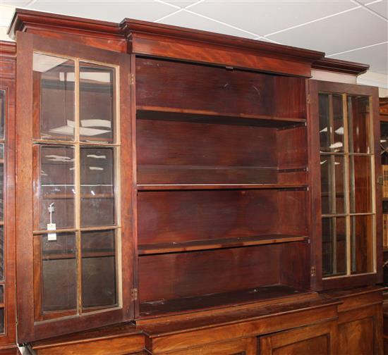 A George III mahogany breakfront bookcase, W.7ft, H.7ft 8in. D.1ft 7in.